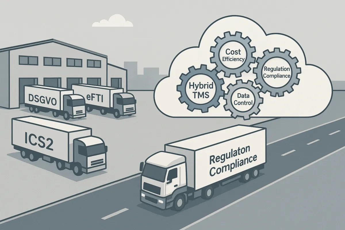 Hybrid TMS-Deployment als Kostenoptimierungs-Strategie: Wie deutsche Unternehmen durch intelligente Architektur-Entscheidungen Integrationskosten von €50.000+ reduzieren und trotzdem eFTI-ready bleiben