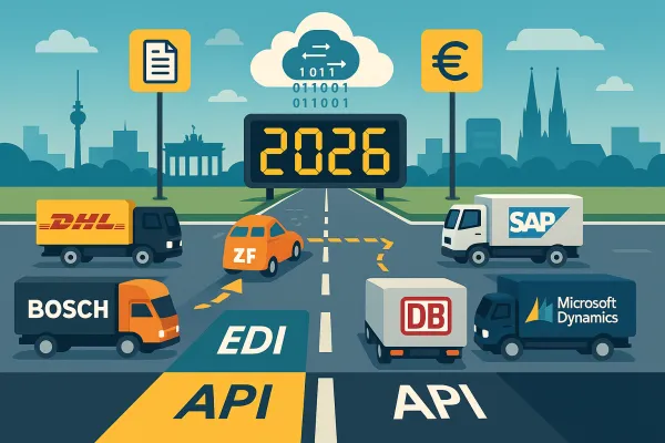 EDI zu API Migration im TMS strategisch planen: Wie deutsche Unternehmen 2026 Integrationskomplexität von €50.000+ durch phasenweise Hybrid-Strategien bewältigen und gleichzeitig eFTI-ready werden